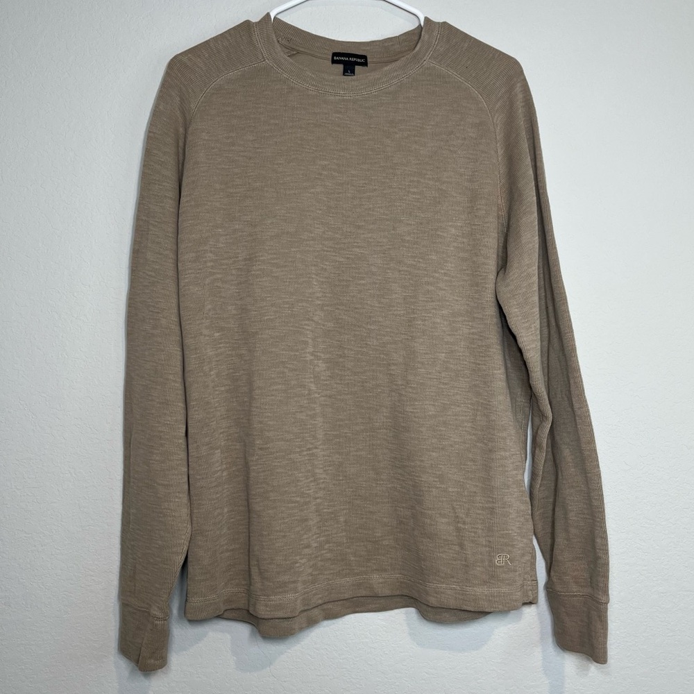 banana republic men's large tan crew neck sweater light knit